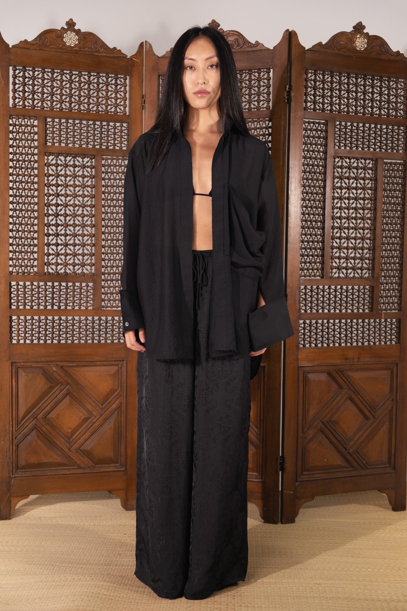 [Demen] Wrapped Shirt_ Black-thumbmail-3
