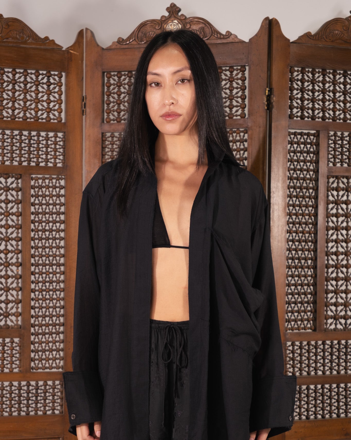 [Demen] Wrapped Shirt_ Black