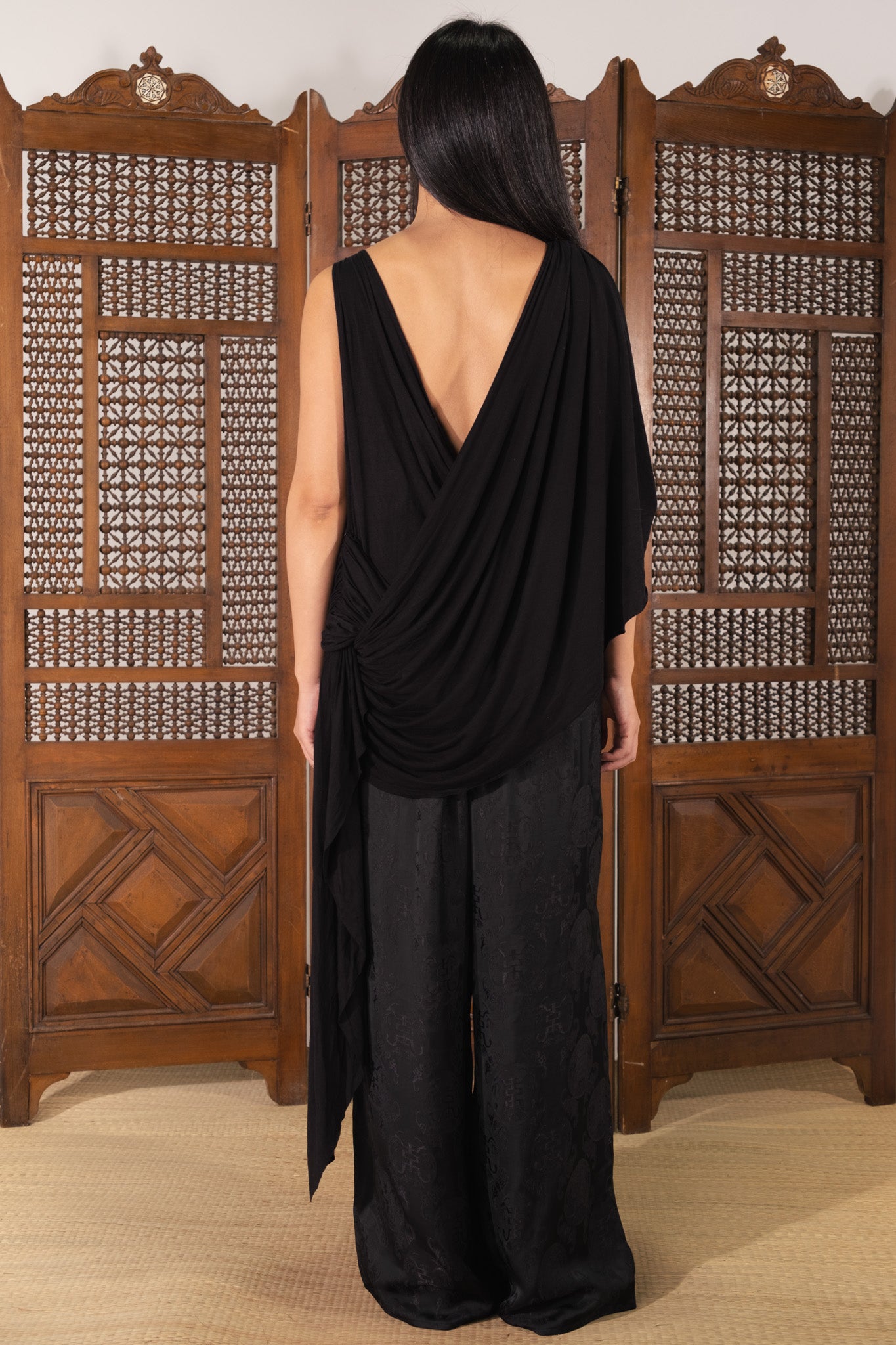 [Demen] Draped Jersey Top-thumbmail-5