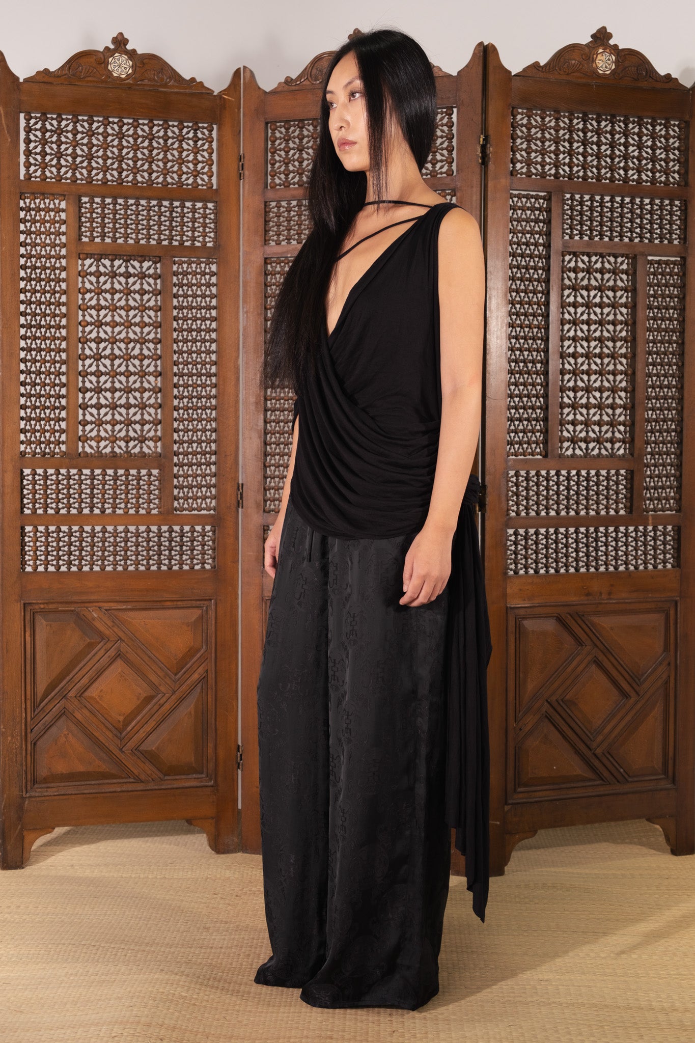 [Demen] Draped Jersey Top-thumbmail-4