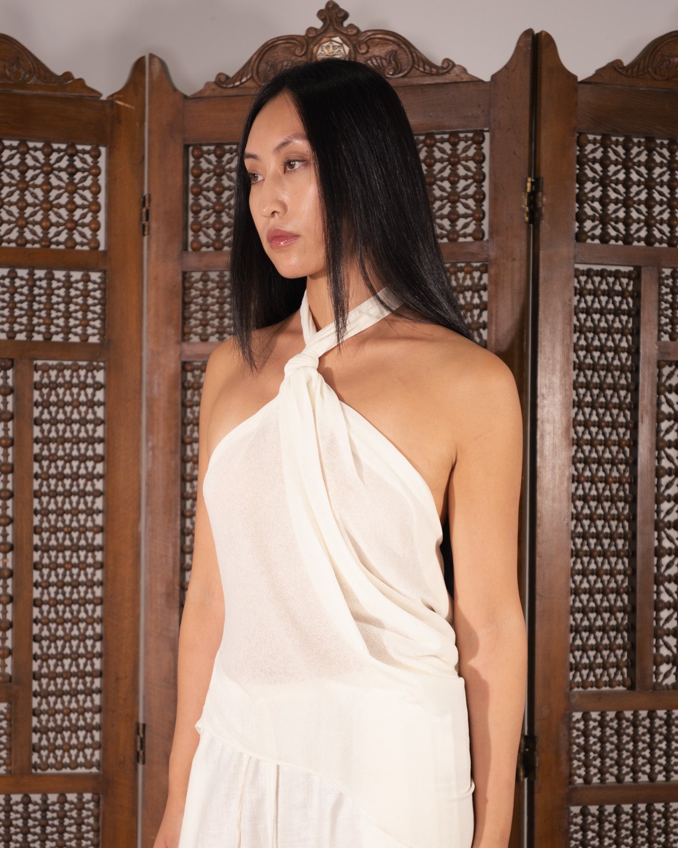 [Demen] Draped Halter Top_White