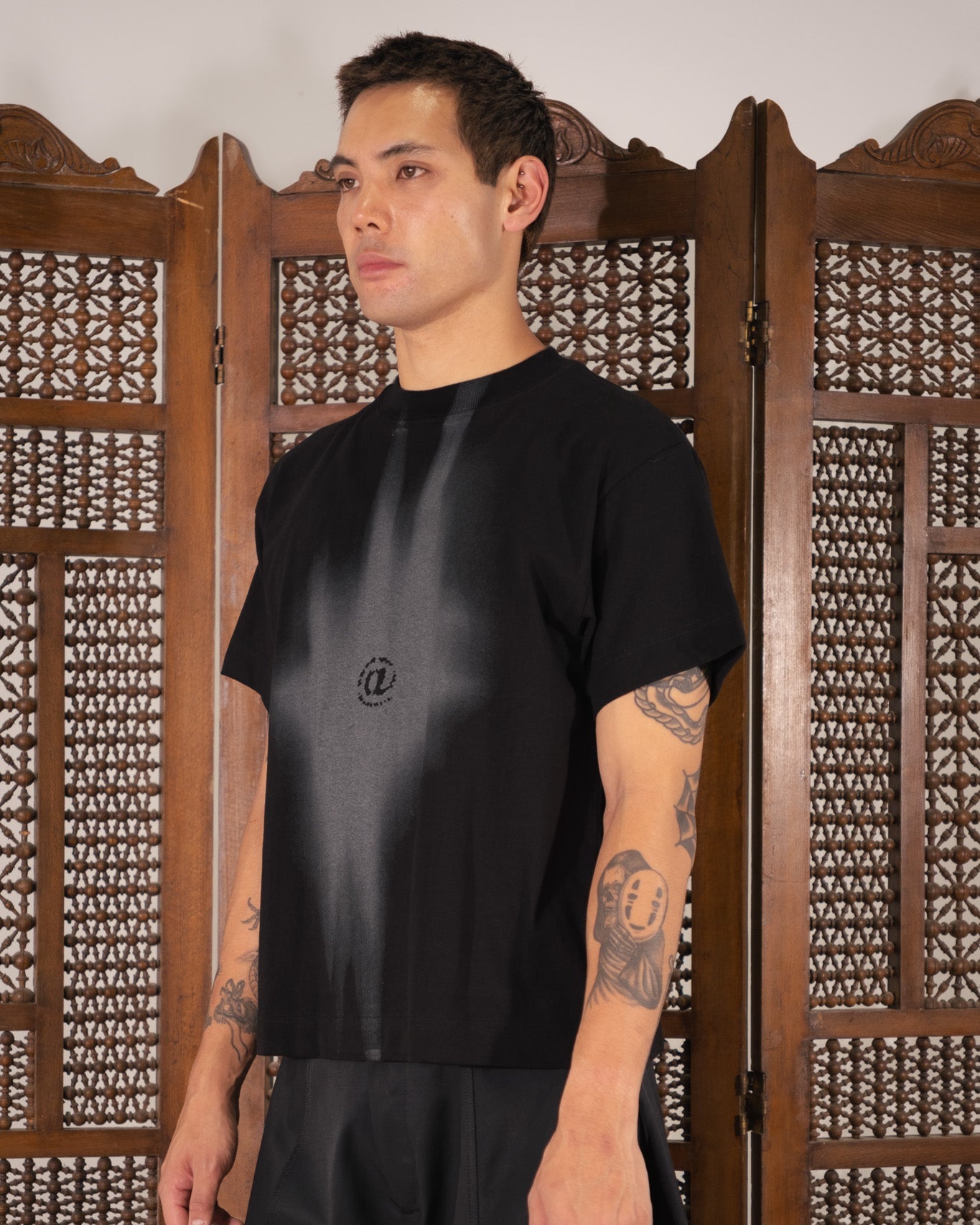 [Beuter] Fl@sh Printed Black Boxy T-shirt