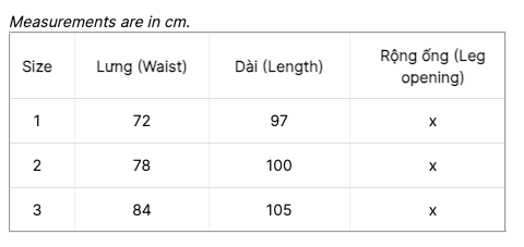 Size Chart